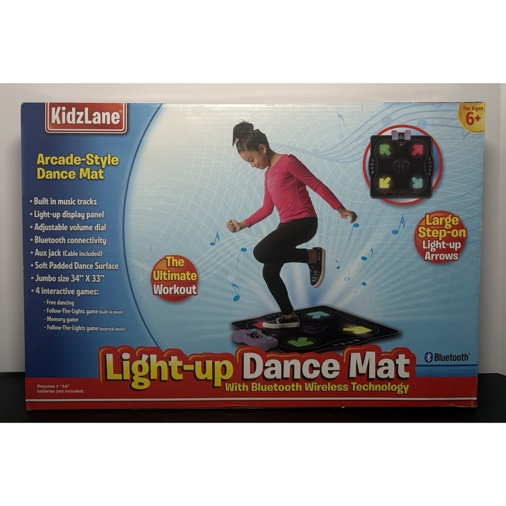 KidzLane Light-Up Dance Mat Bluetooth Wireless Step on Dance Arrows Cordless